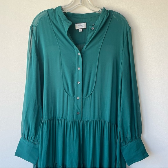 J.CREW Tuxedo Dress Oversized Langenlook 100% Silk Green Size 16 - Picture 6 of 13